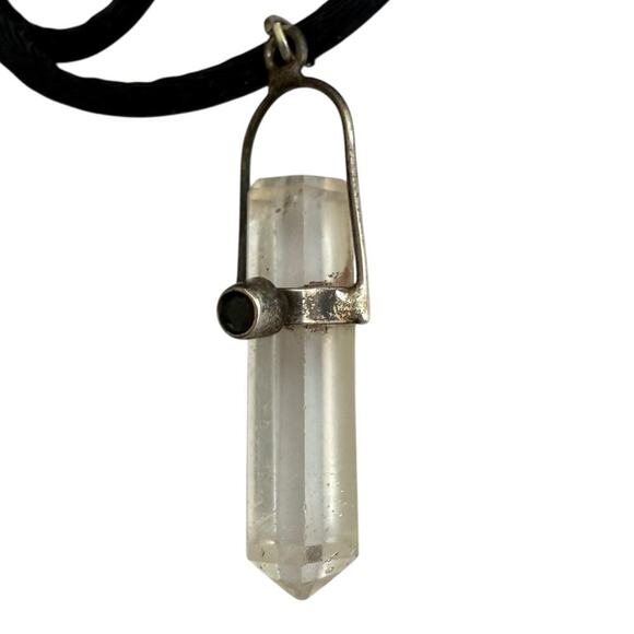 Sterling Silver & Natural Crystal Point Pendant Necklace - Picture 3 of 5